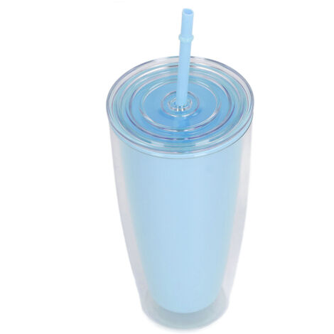 Gobelet Isotherme 750ml avec Paille et Couvercle, Grande Capacité, Ouverture Large, Incassable, Bleu Clair (1/5)