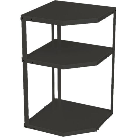 Étagère d'angle de cuisine 3 niveaux en acier carbone, forme d'éventail, 27x27x45.5cm, support pour casseroles et poêles, gain de place, noir