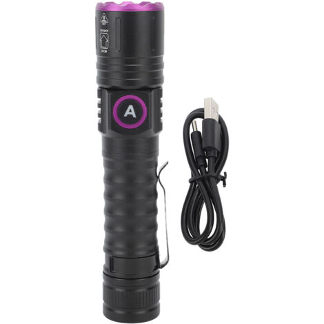 Lampe Torche UV 395nm Rechargeable USB, Détection Taches d'Urine de Chien et Animaux Domestiques Portable