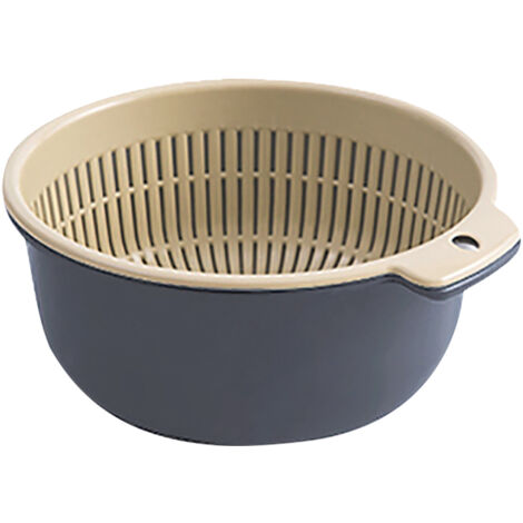 Panier de Lavage Légumes Fruits Rond Double Couche Passoire Cuisine Bleu pour Nettoyage Aliments (1/5)