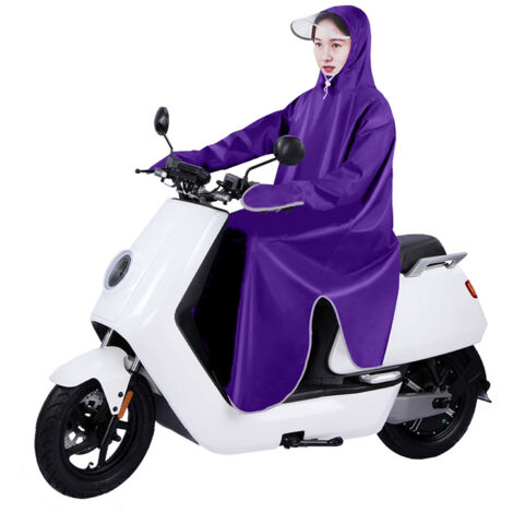 Poncho de pluie imperméable pour vélo électrique, protection élargie en tissu Oxford, manches longues pour adultes, violet taille 5XL (1/5)