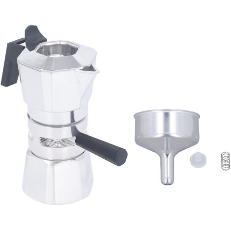 Moka Pot 120ml en Alliage d'Aluminium, Cafetière Italienne 2 Tasses à Double Valve pour Café Maison, Couleur Nature (1/5)