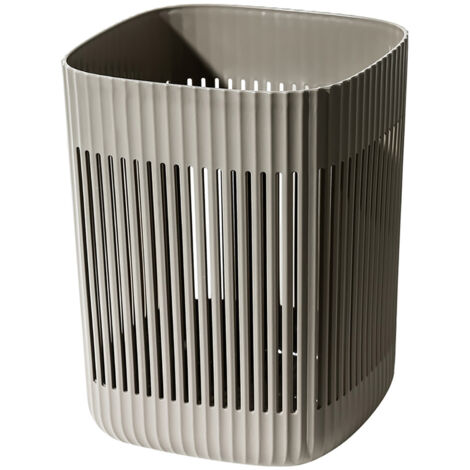 Poubelle en plastique grande capacité, design aéré avec dessus ouvert, idéale pour chambre, salle de bain ou bureau, couleur grise. (1/5)