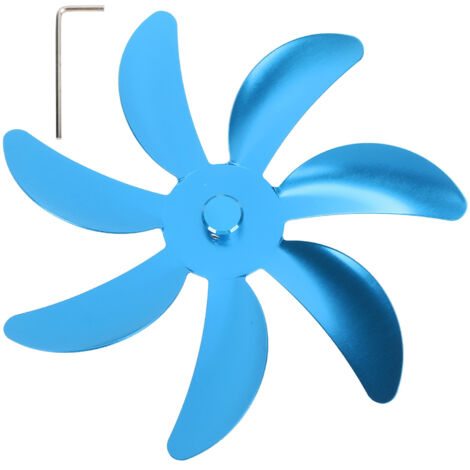 Ventilateur de cheminée à 7 pales en alliage d'aluminium, installation facile, remplacement universel pour ventilateurs de foyer, couleur bleue. (1/5)