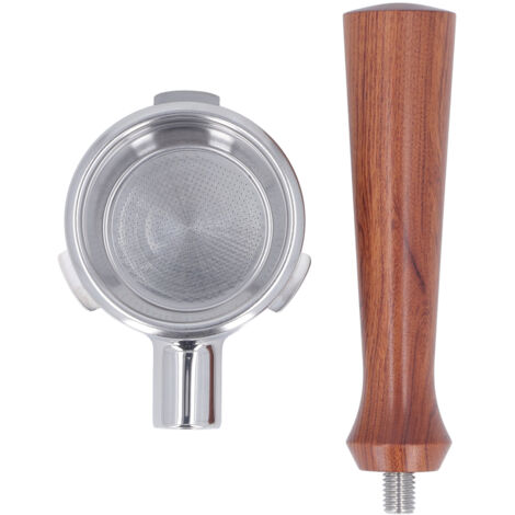 Portafiltre Sans Fond 58mm Poignée en Bois Massif Panier Acier Inox Détachable 3 Oreilles pour Machine à Café Barsetto (1/5)