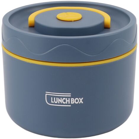 Boîte Bento Isotherme Inox 550ml 2 Étages Empilable Rond, Récipient Alimentaire Étanche Style Isotherme, Bleu Océan Profond (1/5)