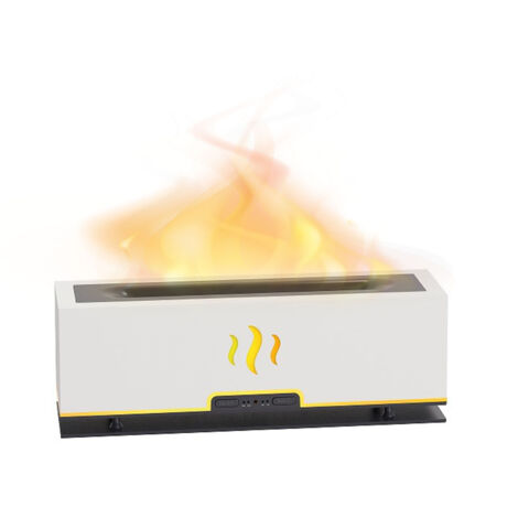 Lampe LED Flamme Aromatique Diffuseur d'Huiles Essentielles Humidificateur USB Design Moderne Blanc (1/5)