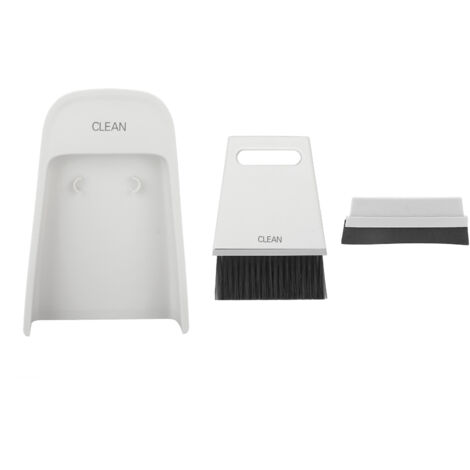 Ensemble Mini Balayette et Brosse, 2 Brosses et 1 Petite Pelle à Poussière pour Bureau, Comptoir, Clavier - Gris et Blanc (1/5)