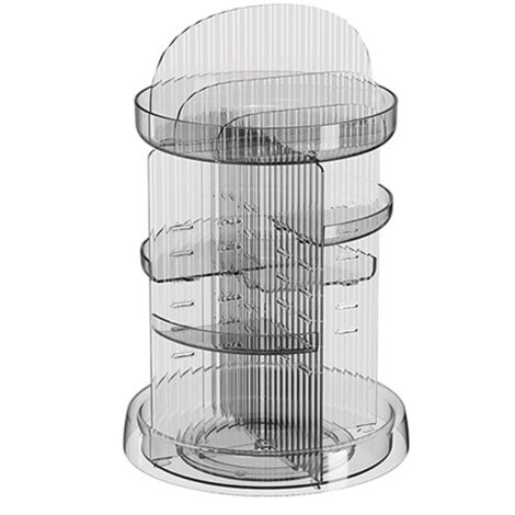Organisateur de maquillage tournant transparent, étagère de rangement à plusieurs niveaux pour salle de bain, bureau ou maison. (1/5)