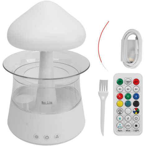 Humidificateur Nuage de Pluie avec 7 Couleurs Changeantes et Télécommande pour un Sommeil Apaisant - Blanc (1/5)