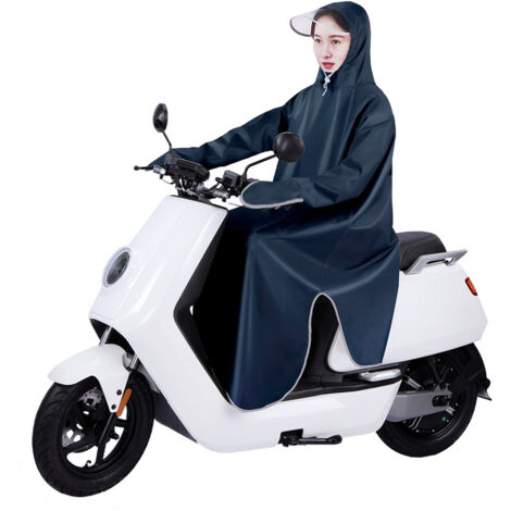 Poncho de pluie imperméable pour vélo électrique, protection élargie en tissu Oxford, manches longues adulte, bleu marine taille 5XL (1/5)