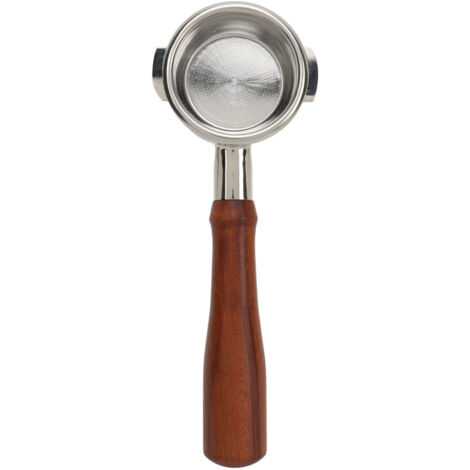 Portafilter Nu 58mm en Acier Inoxydable 304 pour Machine à Café Expobar E61, avec Poignée en Bois et Fond Dénudé (1/5)