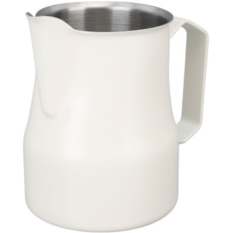 Pitcher à lait 450ML en acier inoxydable 304, sans goutte, pour mousse à café, couleur blanche (1/5)