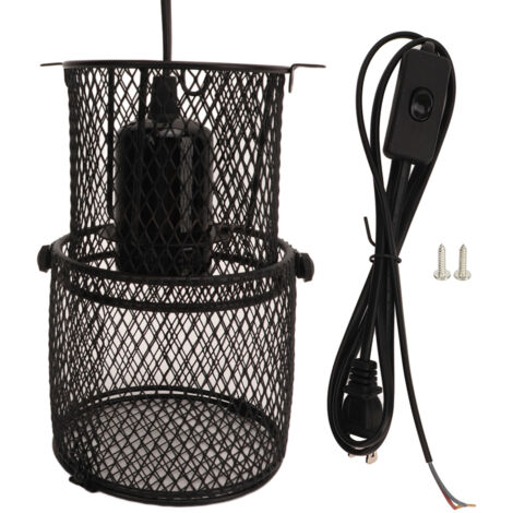 Protecteur de Lampe Chauffante pour Reptile avec Douille Céramique E27 et Prise US, Grille de Sécurité Anti-Brûlure Rétractable (1/5)