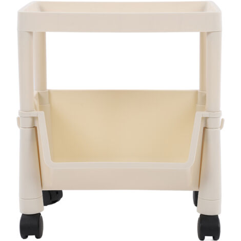 Chariot de Rangement Mobile Compact à 2 Niveaux avec Couvercle et Roues Verrouillables, Grande Capacité (1/5)