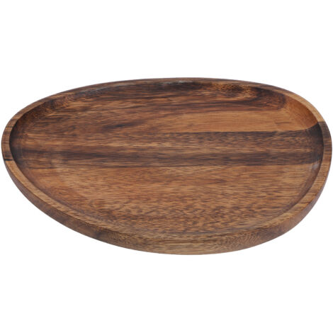 Plateau de rangement en bois irrégulier pour snacks et fruits, accessoire de table décoratif, 26x21cm (1/5)