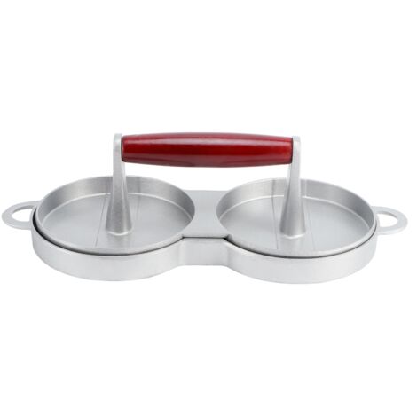 Presse à hamburgers ronde antiadhésive DIY avec 2 grilles et poignée en bois - Moule à steak haché pour cuisine (1/5)