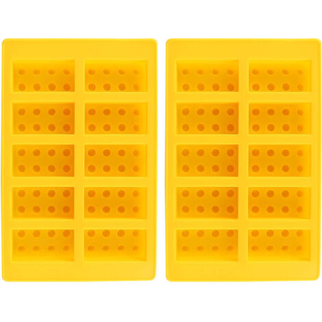 2 Pièces Moule à Glaçons en Silicone 10 Cases Blocs Jaunes DIY Accessoires Boisson (1/5)