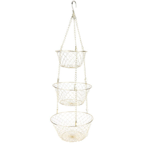 Panier de Fruits et Légumes Suspendu 3 Étages Amovible Multifonction pour Cuisine et Jardin (1/5)