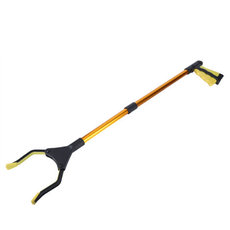 Pince à déchets pliable multifonction avec manche jaune et tube doré - Outil de ramassage pour nettoyage (1/5)