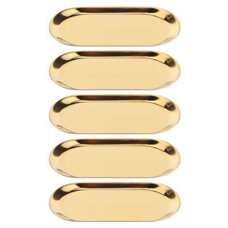 5 pièces Plateau de Rangement en Acier Inoxydable Doré pour Serviettes, Cosmétiques ou Bijoux (1/5)