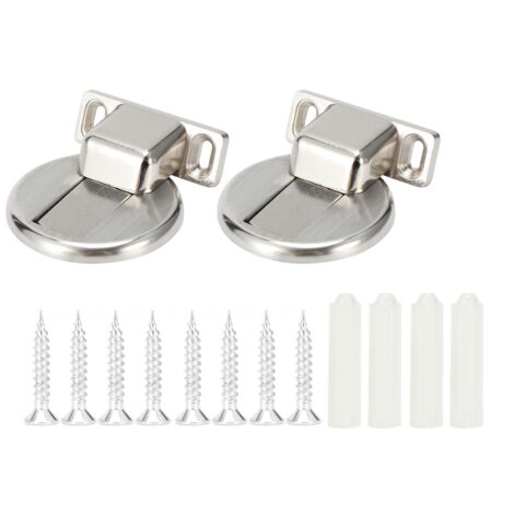 2 Lot Arrêt Porte Magnétique en Acier Inoxydable, Support Aimant Bloque Porte Accessoire (Finition Brossée) (1/5)