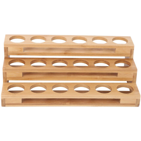 Support à bouteilles d'huiles essentielles en bambou, diamètre trou 35mm, rangement et étagère de présentation (1/5)