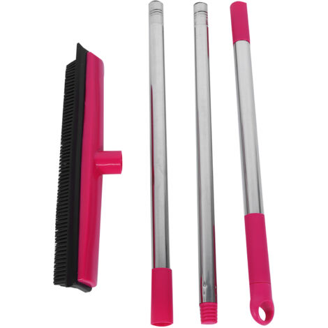 Balai Télescopique Multifonction pour Tapis et Poils d'Animaux - Outil de Nettoyage Rose (1/5)
