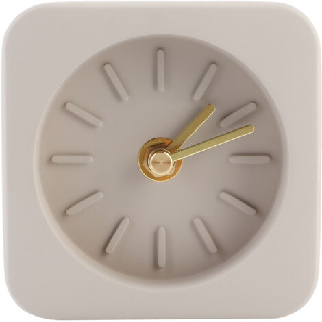 Horloge de Bureau Moderne en Ciment Carré - Décoration Minimaliste pour Salon et Bureau - Marron (1/5)