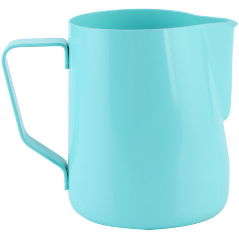 Pitcher à lait inox 600ml bleu pour mousse à café et latte art (1/5)