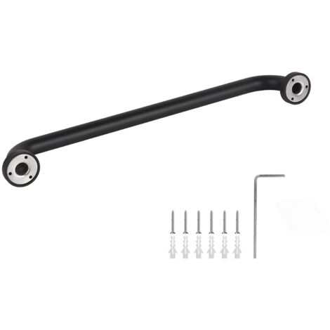 Barre de Soutien Salle de Bain en Aluminium Noir Antidérapante 50cm Sécurité Douche