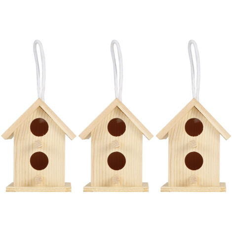 Maisonnette à oiseaux innovante en bois pour jardin - 3 pièces, décoration extérieure et nichoir ornemental