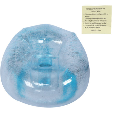 Canapé Gonflable Transparent Adulte avec Paillettes pour Sieste et Détente, Chaise Pliante Bleue (1/5)