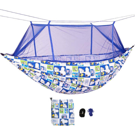 Hamac Double Person avec Moustiquaire - Motif Chien pour Camping et Voyage (1/5)