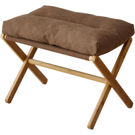 Tabouret pliant moderne à pieds en X avec coussin moelleux, repose-pied multifonction pour salon, chambre, bureau. (1/5)