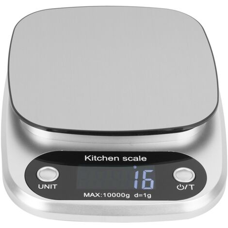 Balance de Cuisine Électrique Mini Portable en Acier Inoxydable 10kg/1g - Accessoire de Pâtisserie Argenté