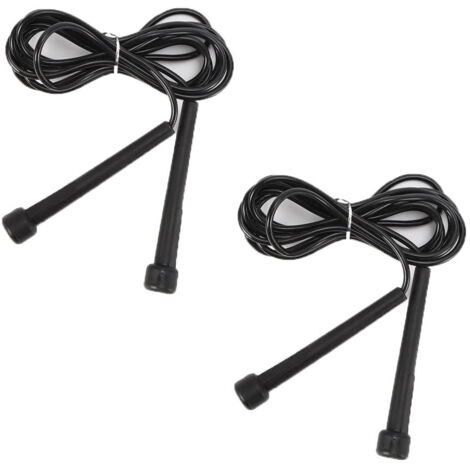 2 Cordes à Sauter Vitesse avec Poignées Plastique pour Fitness et Sport - Noir (1/5)