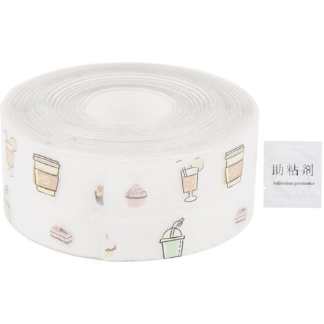 Bande d'étanchéité PVC 3,8cm x 3,2m pour cuisine et salle de bain - Imperméable et anti-moisissures - Adhésif transparent couleur café (1/5)
