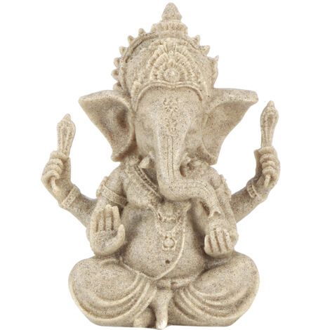 Statue de Ganesh en Résine Style Indien Sculpture Bouddha Éléphant Décor Feng Shui Artisanat Maison