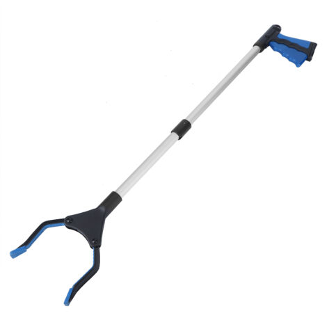 Pince à déchets pliante multifonction avec manche bleu et tube argenté (1/5)