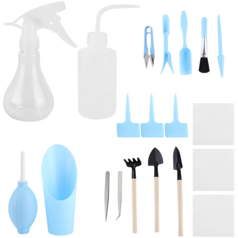 19 pièces Outils de Jardinage pour Plantes Succulentes, Transplantation et Soin des Petites Plantes d'Intérieur Bleu (1/5)