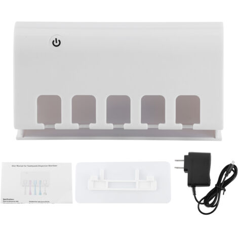 Support mural universel pour brosses à dents avec stérilisation UV, 5 emplacements, prise US 110-240V (1/5)