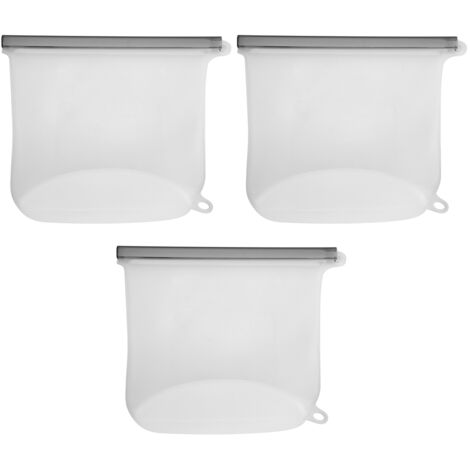3 Sacs de Conservation Alimentaire 500ml en Silicone Transparent, Étanches pour Légumes et Viande (1/5)