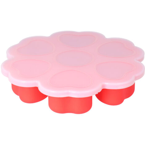 Moule à Glace en Silicone en Forme de Cœur Rouge Réutilisable avec Couvercle pour Aliments Bébé (1/5)
