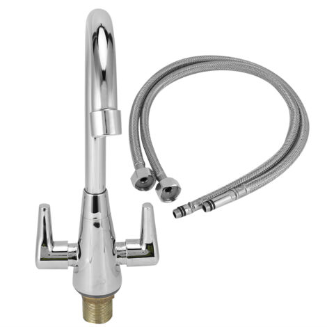 Robinet de Cuivre G1/2 à Rotation 360° pour Évier de Cuisine, Sortie Eau Chaude et Froide (1/5)