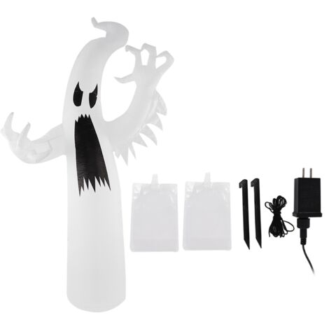Fantôme gonflable Halloween lumineux LED multicolore, décoration étanche IP44 pour jardin pelouse extérieur, prise US 100-240V (1/5)