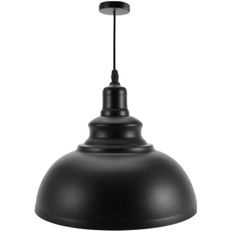 Lustre Métallique E27 Noir, Suspension Plafond avec Abat-Jour, Luminaire Pendentif Design (1/5)
