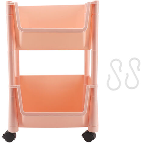 Chariot de rangement mobile compact 2 étages avec roues verrouillables, grande capacité, étagère roulante pratique pour livres et fournitures. (1/5)