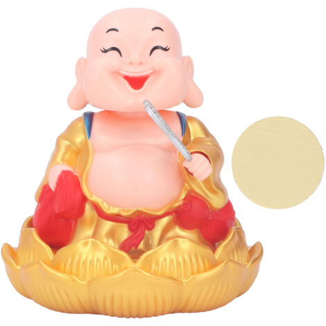 Bouddha Rieur Automatique à Énergie Solaire pour Tableau de Bord Voiture - Décoration Bureau et Maison Dorée (1/5)