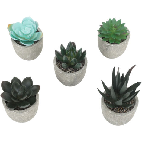 5 pièces de plantes succulentes artificielles en pot assorties, mini plantes décoratives en pot pour décoration intérieure (1/5)